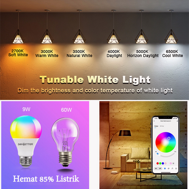 Lampu Pintar RGB TUYA SMART BOHLAM RGB E27 Pengontrol Lampu Jarak Jauh TaffLED 10W 15W 20W RGBWW Bohlam