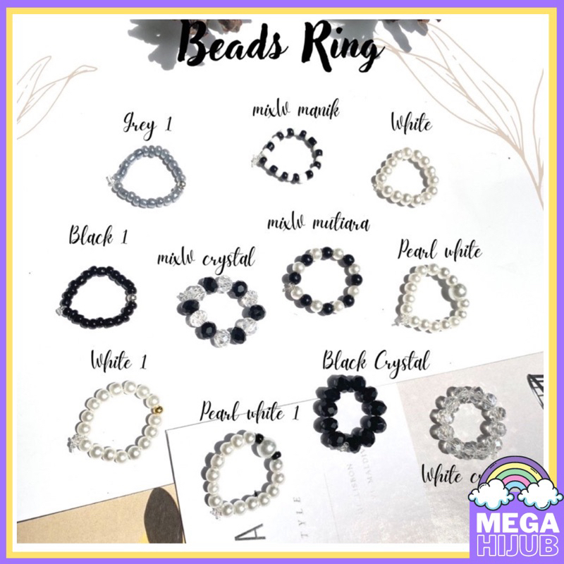 (PROMO) Beads Ring korea cincin manik cute / cincin mutiara lucu