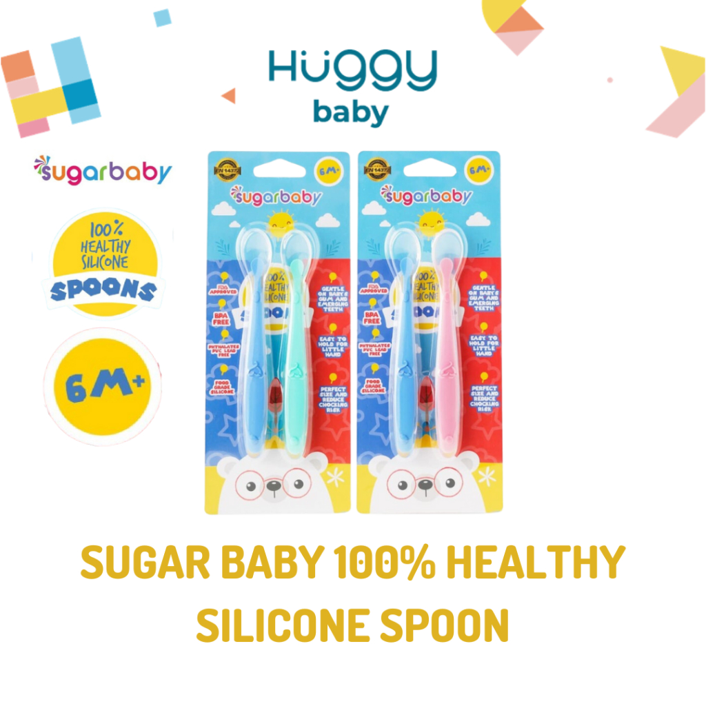 Sugar Baby 100% Healthy Silicone Spoon 2 Set | Sendok Makan Anak