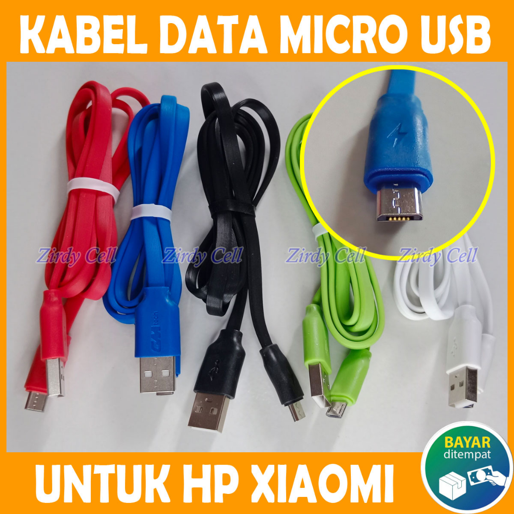Kabel Data Charger Micro USB Untuk HP Xiaomi Redmi A2 A1 10A 9C 9A 7A 6A 5A 4A 3S 3X 2S Mi Note 2 3 4 5 6 Play Go Xiomi Xiami Cable Carger Casan Cas Ces Biasa Panjang 1 Meter