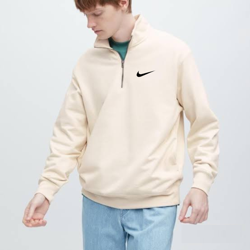 Nike Sweatshirt Rugby Basic Halfzip Beige Premium /Sweater Nike /Crewneck Nike /Jaket Nike /Hoodie Nike