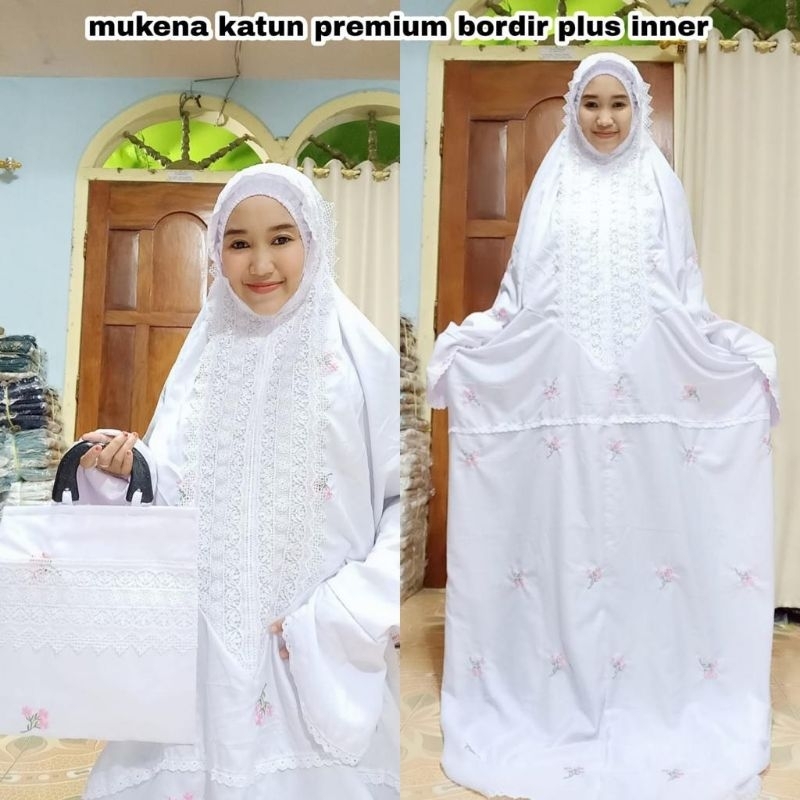 MUKENA KATUN PREMIUM BORDIR WARNA PUTIH