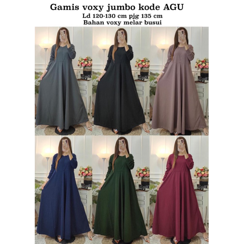 Gamis bahan voxy busui jumbo kode AGU