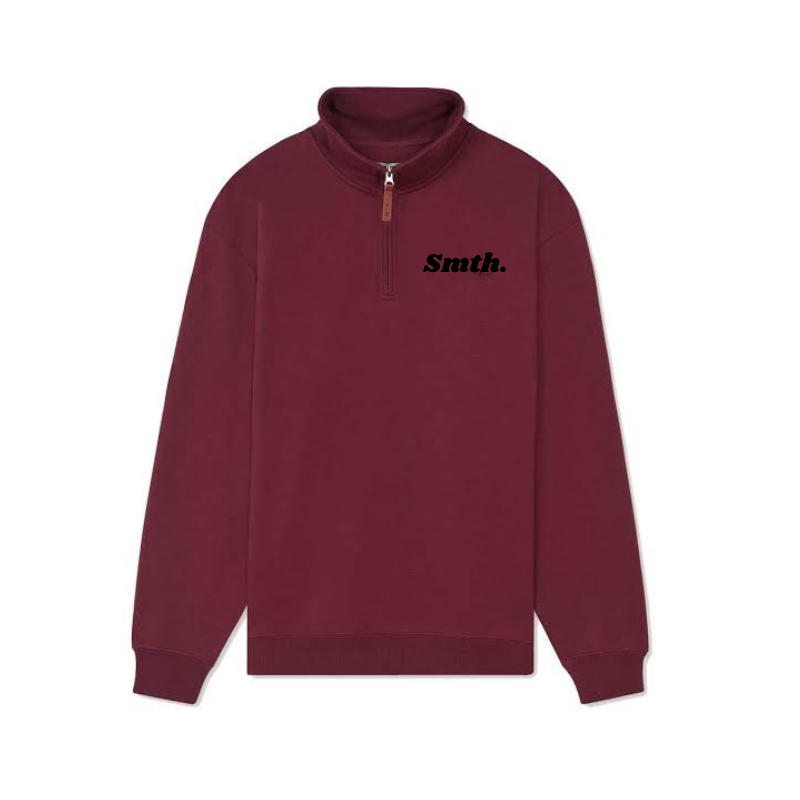 Sweater Smith Half Zipper Teks Marun / Jaket Smith / Crewneck Smith