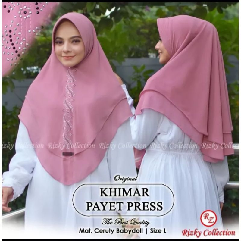 HIJAB/KHIMAR PAYET/PRES BUNGA ATAS ORIGINAL TERBARU BY RIZKY_COLLECTION