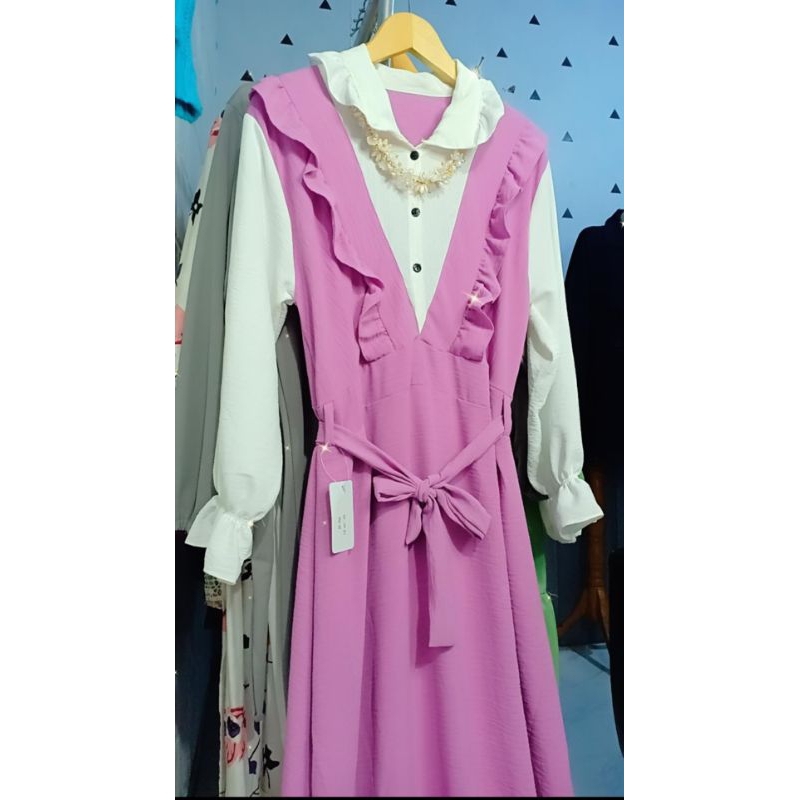 Dress hijab Crinkle airflow premium Lilac lavender Dress Remaja Dress Korean look