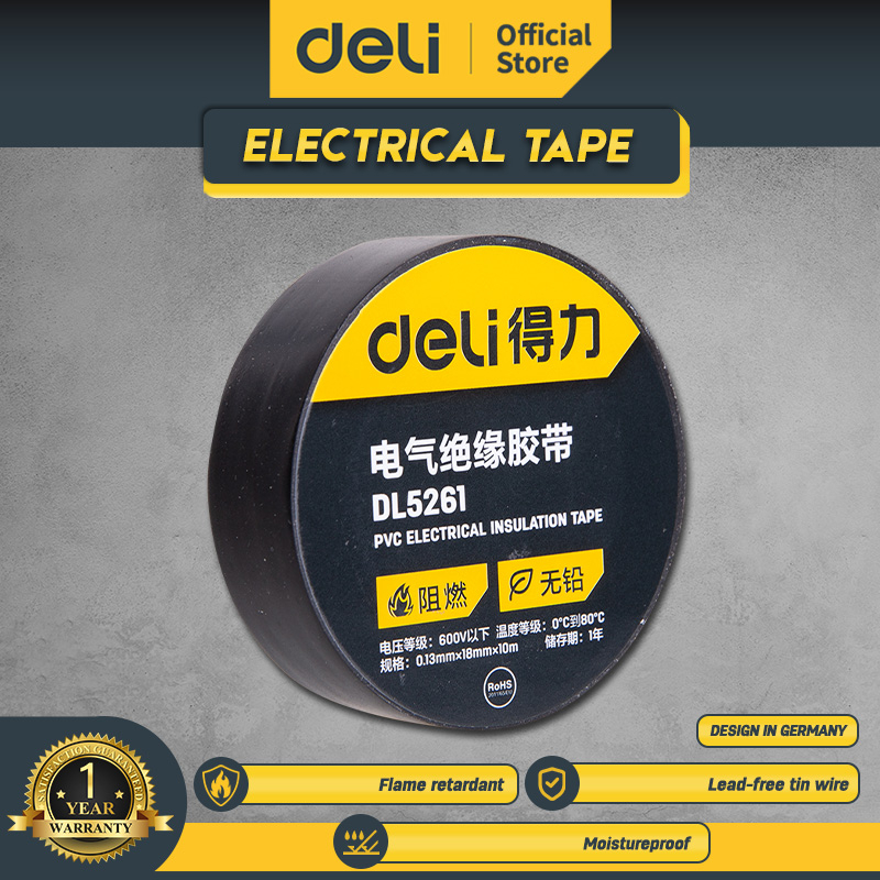 Deli Electical Tape / Isolasi Listrik 0.13mm x 18mm x 10/20m PVC Alat Perkakas DL5261
