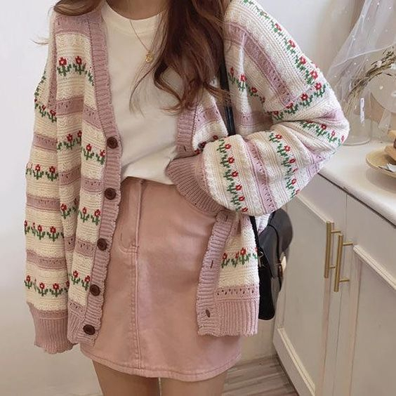 Cardigan Flowers Button Rajut Halus Wanita Cardigan Wanita Cardigan Korea Kardigan Wanita Korea