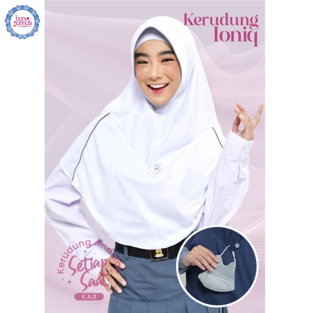 Kerudung Sekolah Ioniq | Kerudung sekolah Rabbani | kerudung sekolah SD SMP SMA | Kerudung anak pere
