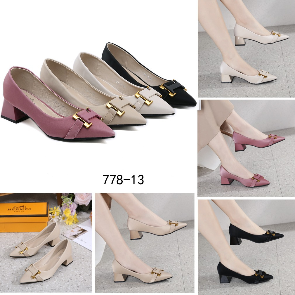 778-13 H-Logo Block Heels Shoes