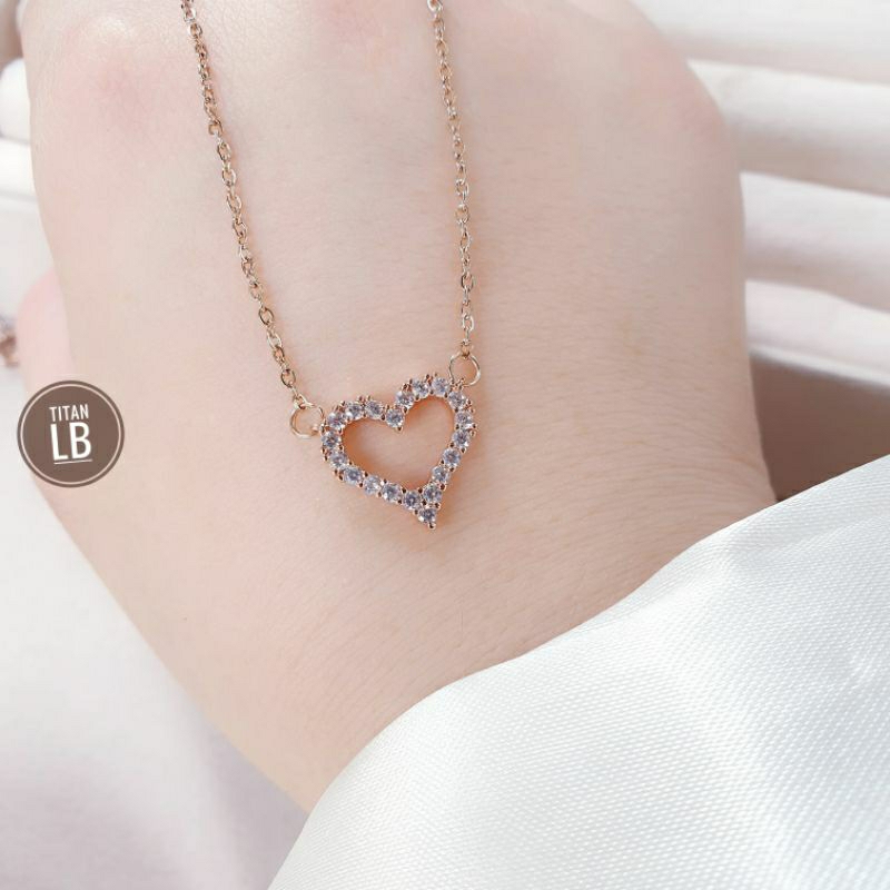 Kalung Titanium Love Cantik Dan Simple Permata N05052304