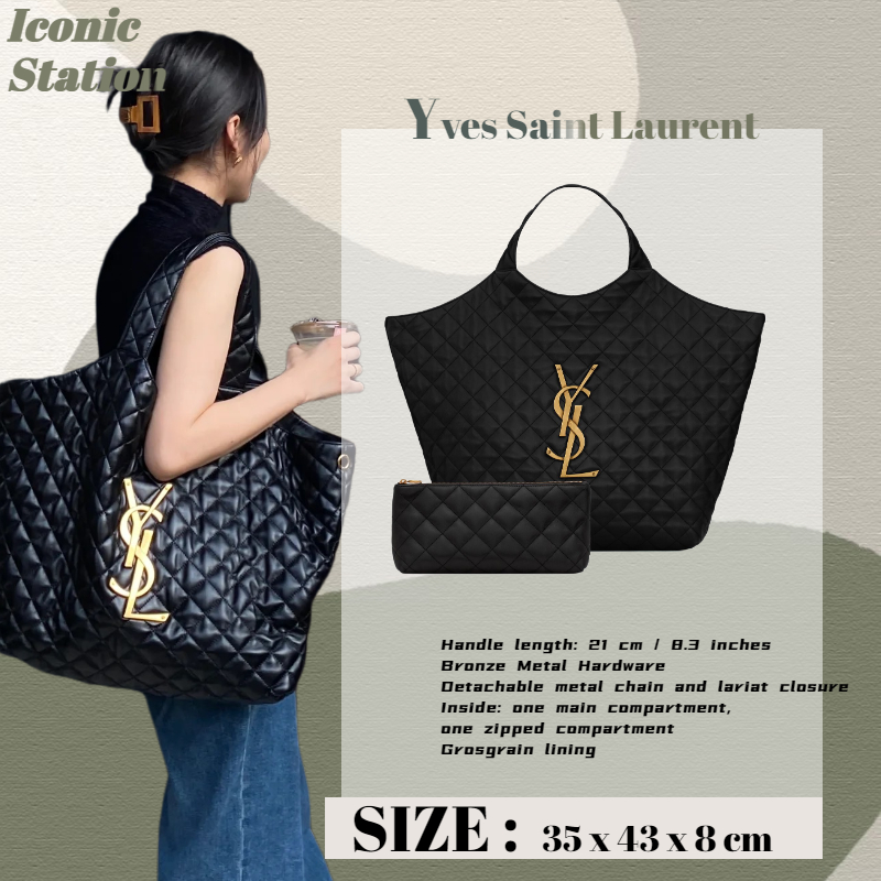 ✅100% autentik Saint Laurent ⭐ Saint Laurent ICARE tas belanja ukuran besar / tas tangan wanita YSL / tas bahu wanita