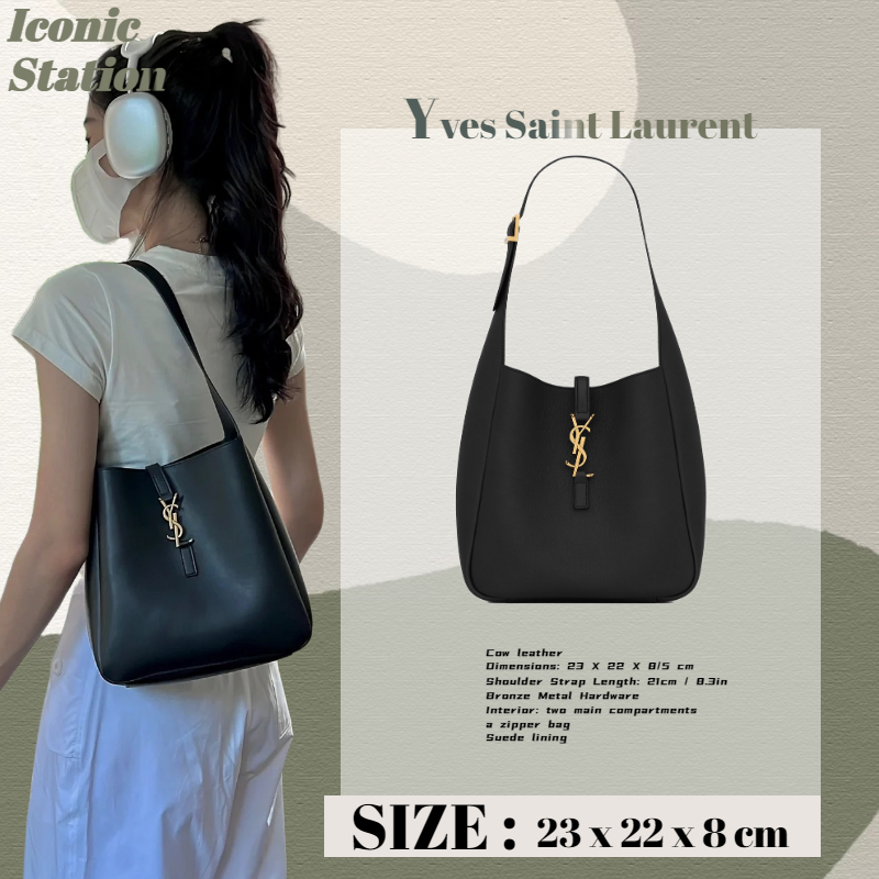 ✅100% autentik Saint Laurent ⭐ Saint Laurent LE 5 À 7 tas kulit kecil HOBO / YSL tas wanita tas embe