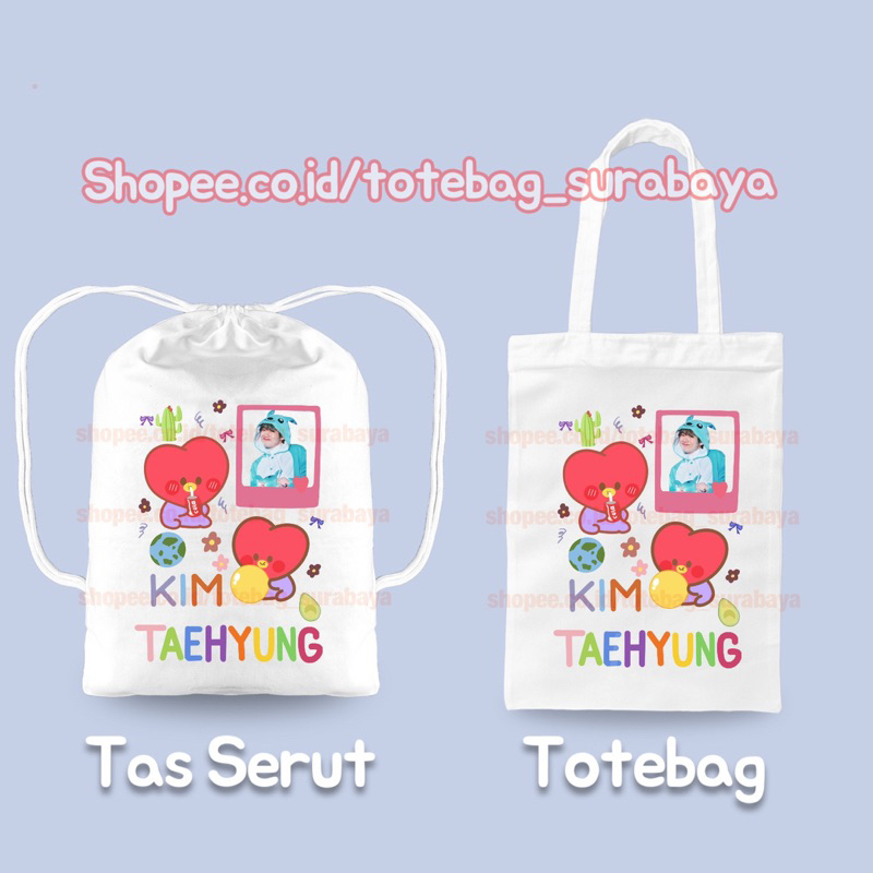 Tas Serut Kpop BTS String Bag Kanvas Totebag Tas Gendong Gambar Korea Tebal Premium Tote bag Lucu Korean Style Chibi Tas Kanvas Aesthetic Premium Tas Kekinian Totebag Cocok Sekolah kuliah Cute Cocok Pria Wanita