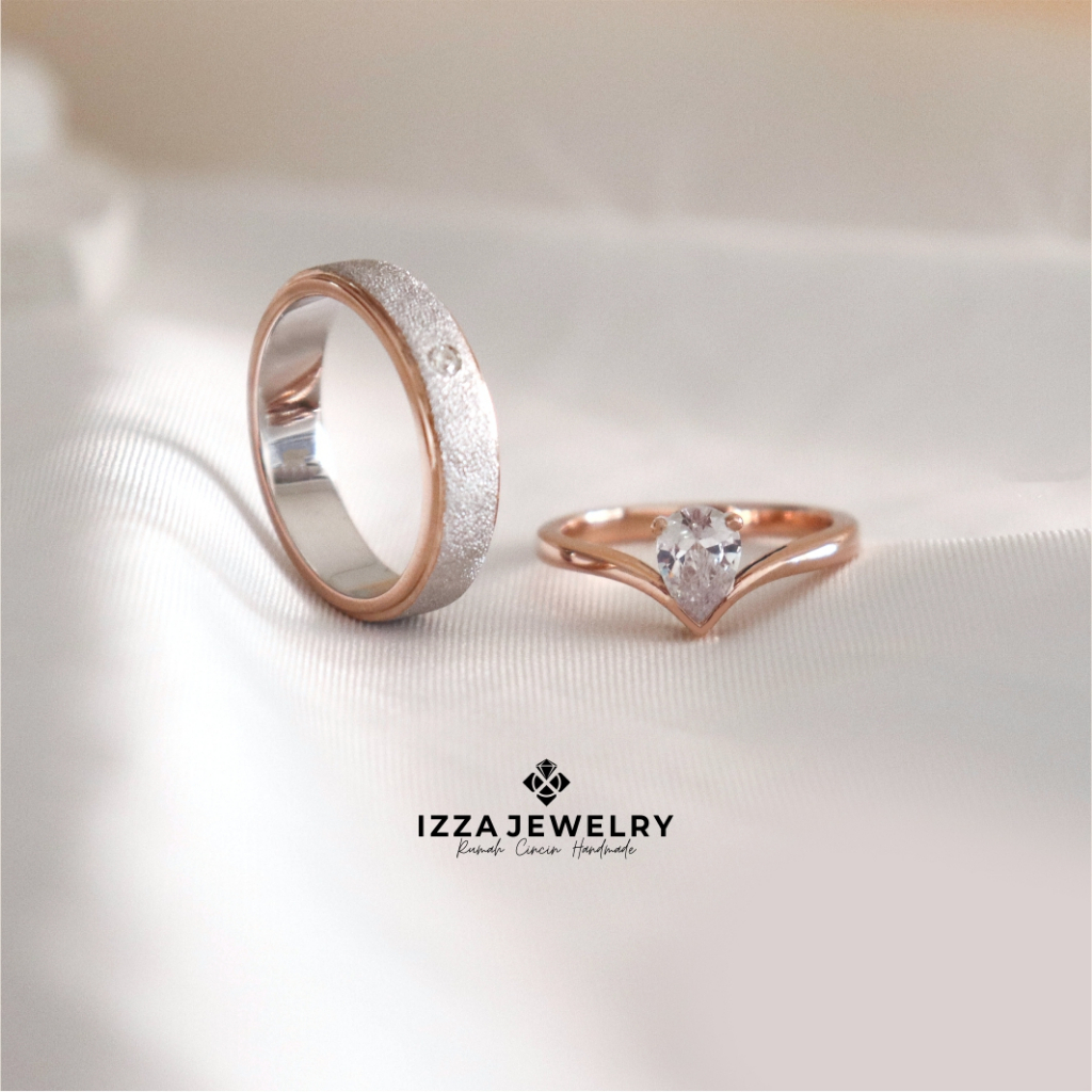 Cincin Couple Emas Kuning 50% dan Palladium 10% Nikah Tunangan Lamaran