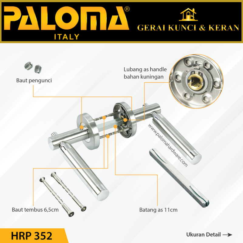 PALOMA HRP 352 Handle Pintu Roses Stainless Steel Lever Gagang Door