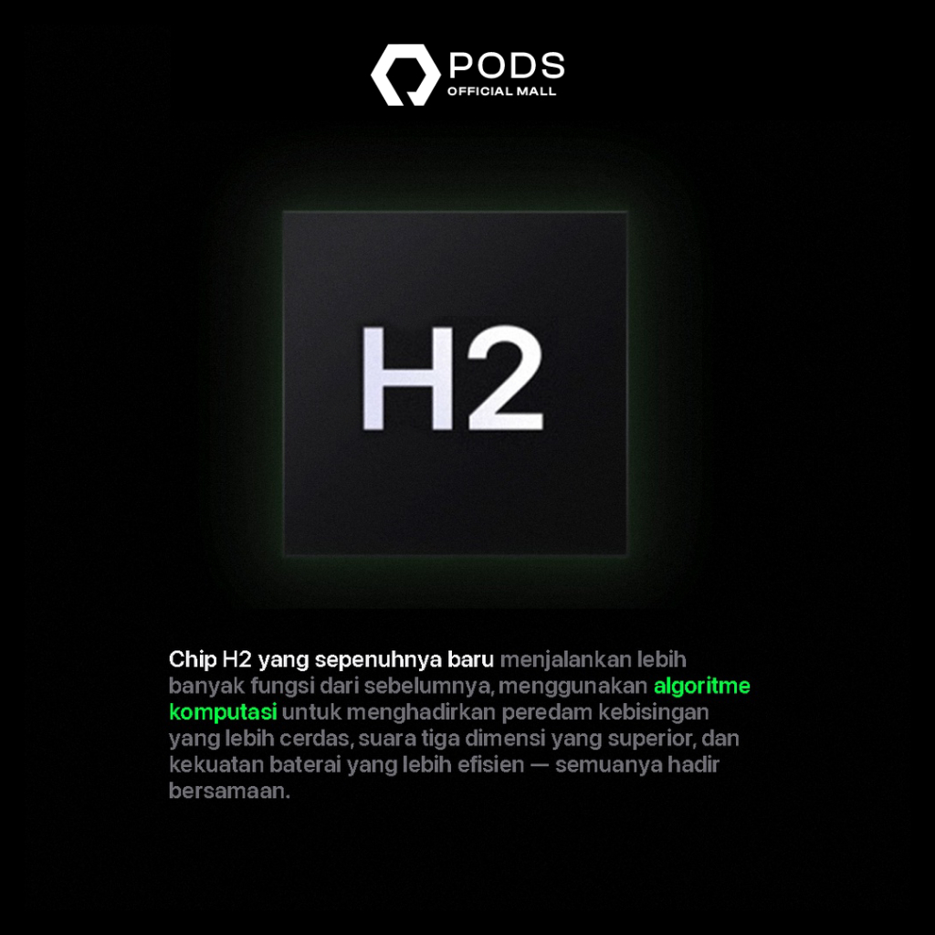 ThePods PRO 2nd Generation / Pro 2 2023 - With H2 chip Wireless Charging Case - (IMEI &amp; Serial Number Detectable) - Final Upgrade Version 9D Hifi Stereo TWS Headset Earphone Earbuds - Headphone 9D Spatial Audio - By PodsIndonesia