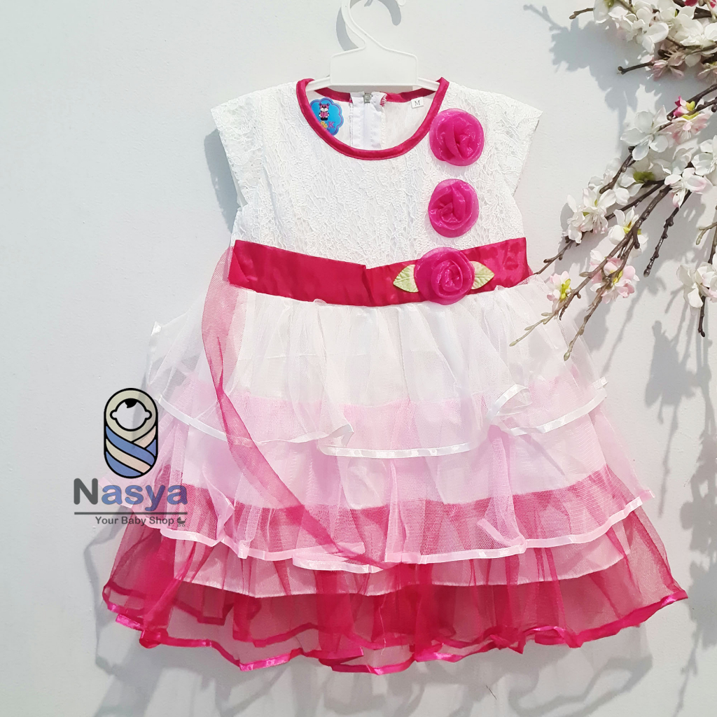 [KK-036] Gaun pesta anak / Dress bayi perempuan bahan brukat size SML (6 - 18 bulan)