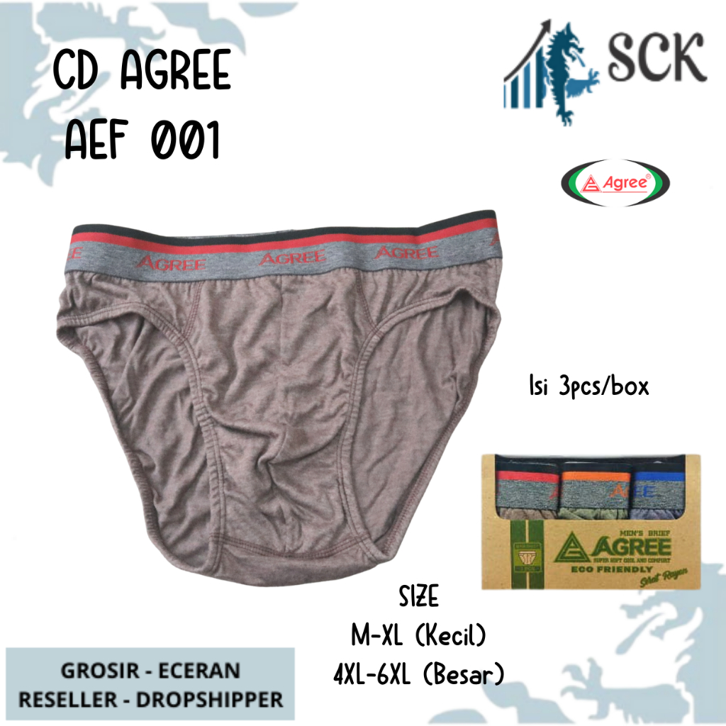 [ISI 3] Celana Dalam Olahraga Pria AGREE AEF 01 / CD Agree AEF 001 Pinggang Karet MODEL BOXER Sport  / Pakaian Dalam Cowok - sckmenwear GROSIR