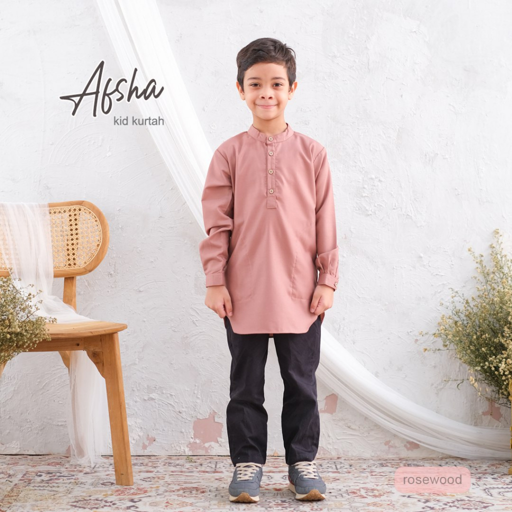 Riskirich Afsha Kurta kids Baju Koko Muslim Anak Laki-Laki Lengan Panjang Katun Toyobo Original