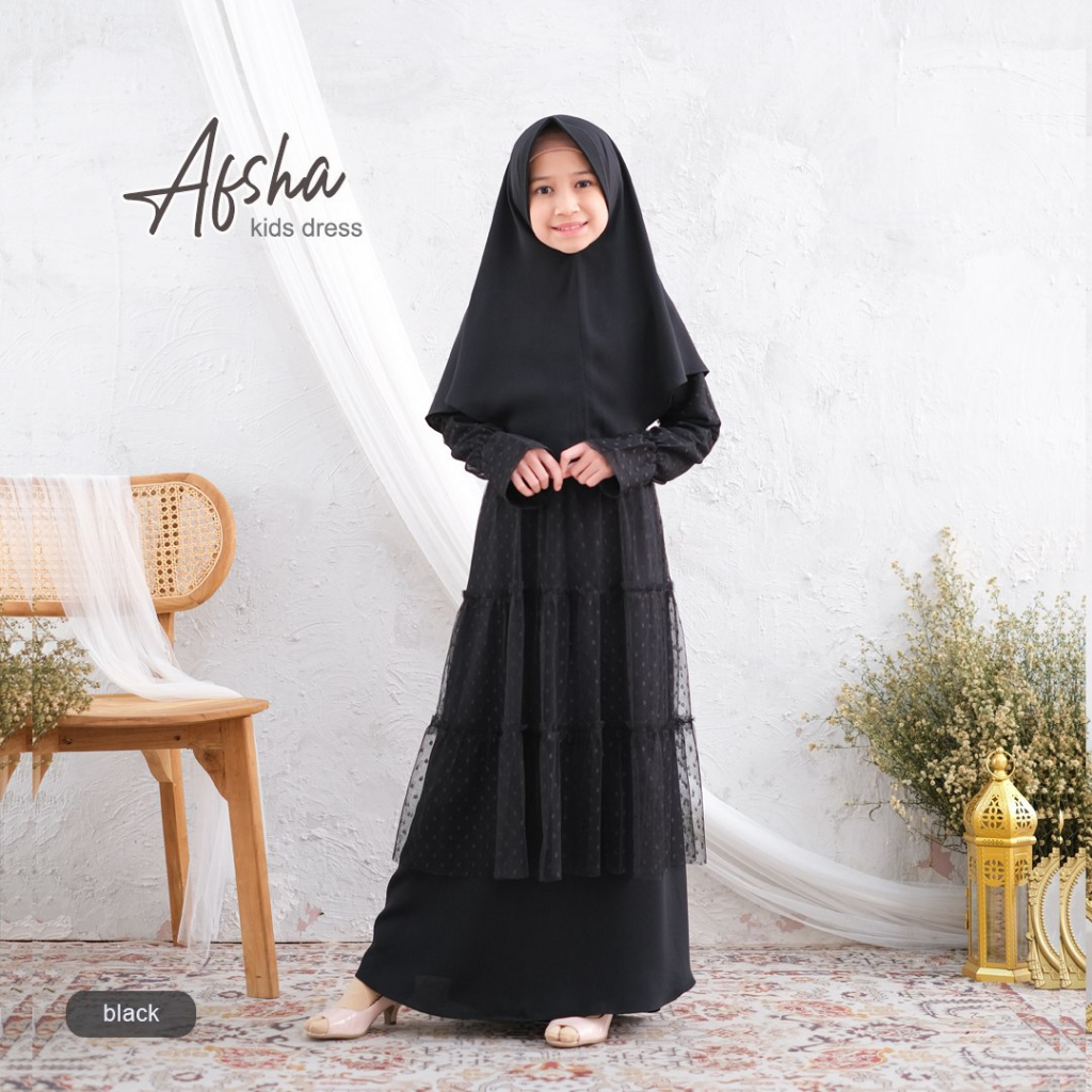 Afsha Dress - Gamis Muslim Anak Perempuan Premium by Riskirich