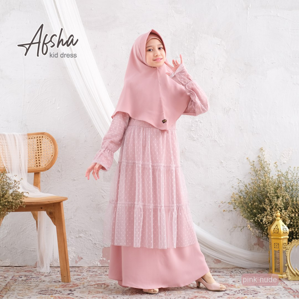 Afsha Dress - Gamis Muslim Anak Perempuan Premium by Riskirich