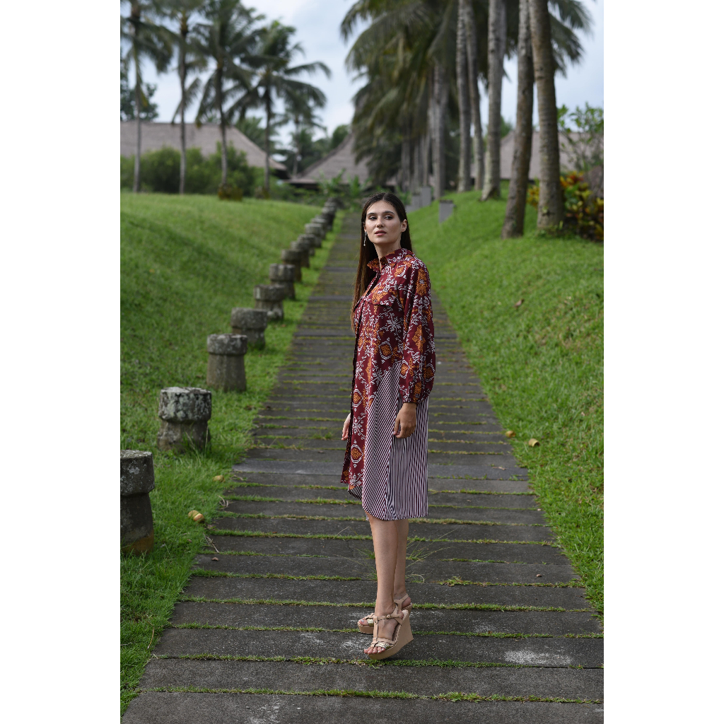 Dress Kantong Batik Bulan Red