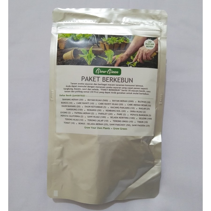 Biji Sayur/Bibit Sayuran/Benih Tanaman Grow Green Paket Berkebun Biji Sayuran 30 Jenis