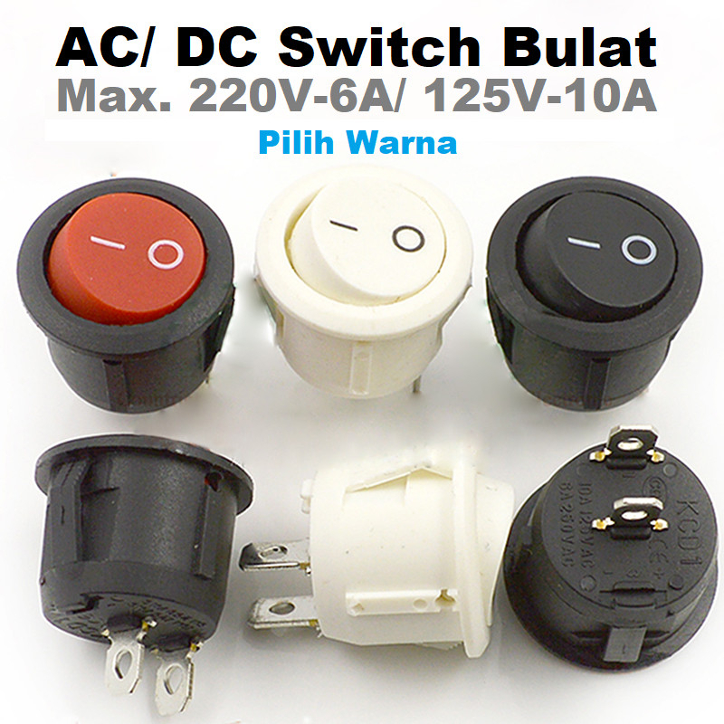 Saklar Panel Bulat On-Off AC/DC High Power Max 10A Rocker Switch 2 Pin