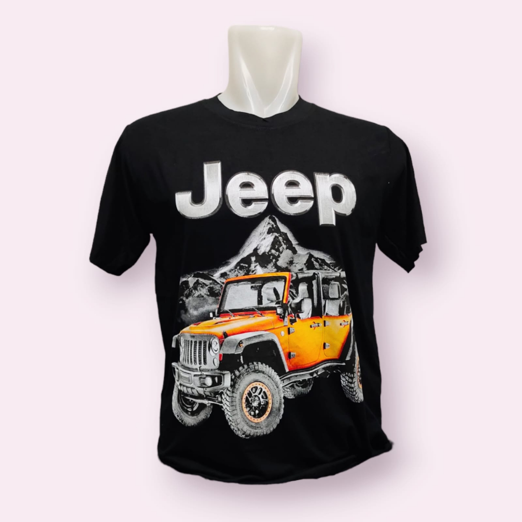 KAVADO Kaos cowok/cewek/pria/wanita/dewasa JEEP MERAH bahan katun spandek 30S Baju Kaos Distro Pria 