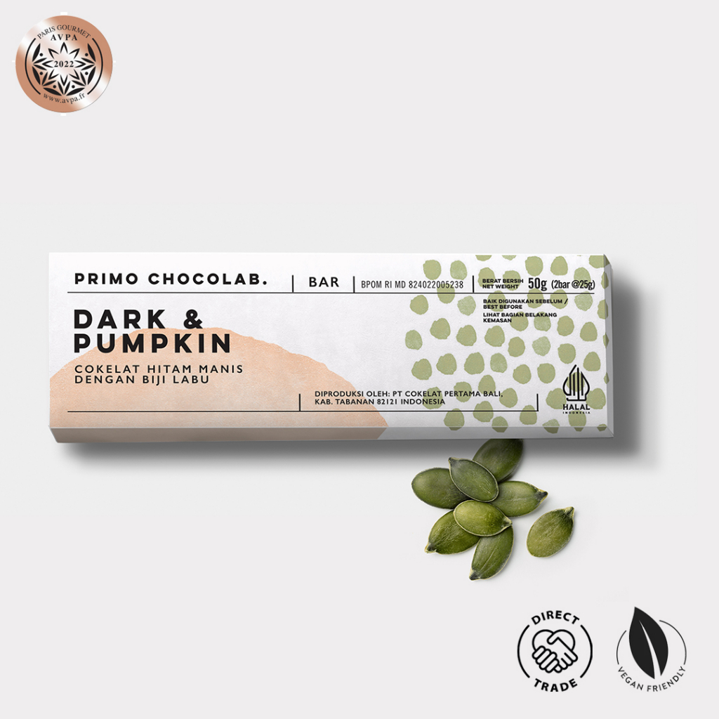 

Primo Chocolab Bali Dark Chocolate Bar - Pumpkin