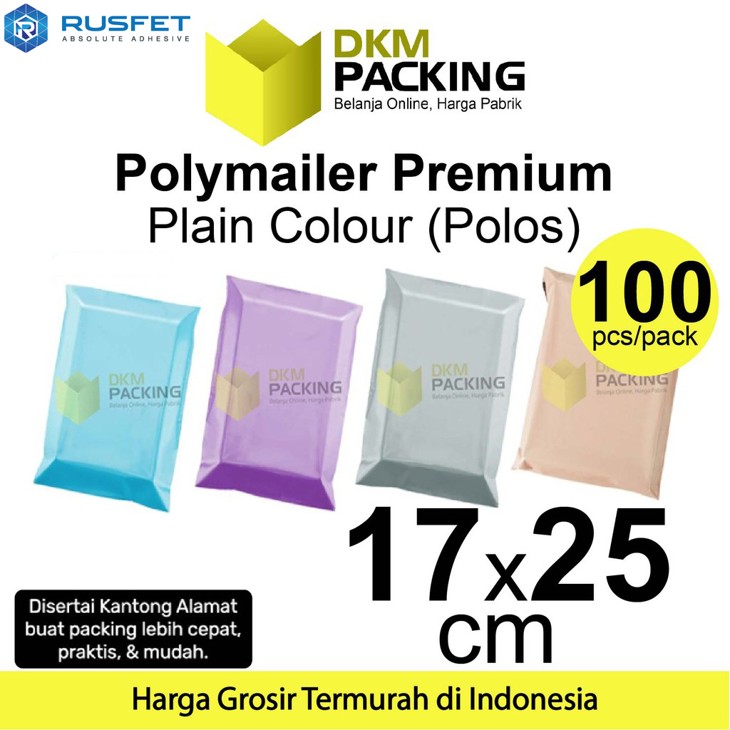 

Polymailer 17x25cm PACK PREMIUM Colour Amplop Plastik Packing Olshop Polos TERMURAH