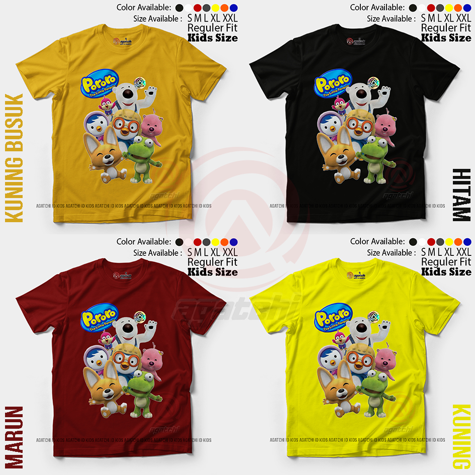 Baju Kaos Atasan Anak Laki - Laki Motif 3D Kartun Pororo