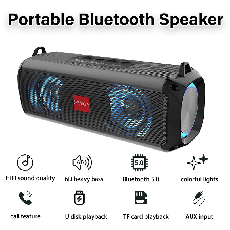 Speaker Bluetooth 5.0 Portable Audio Wireless Super Bass 360°Stereo Bluetooth RGB LED Speaker