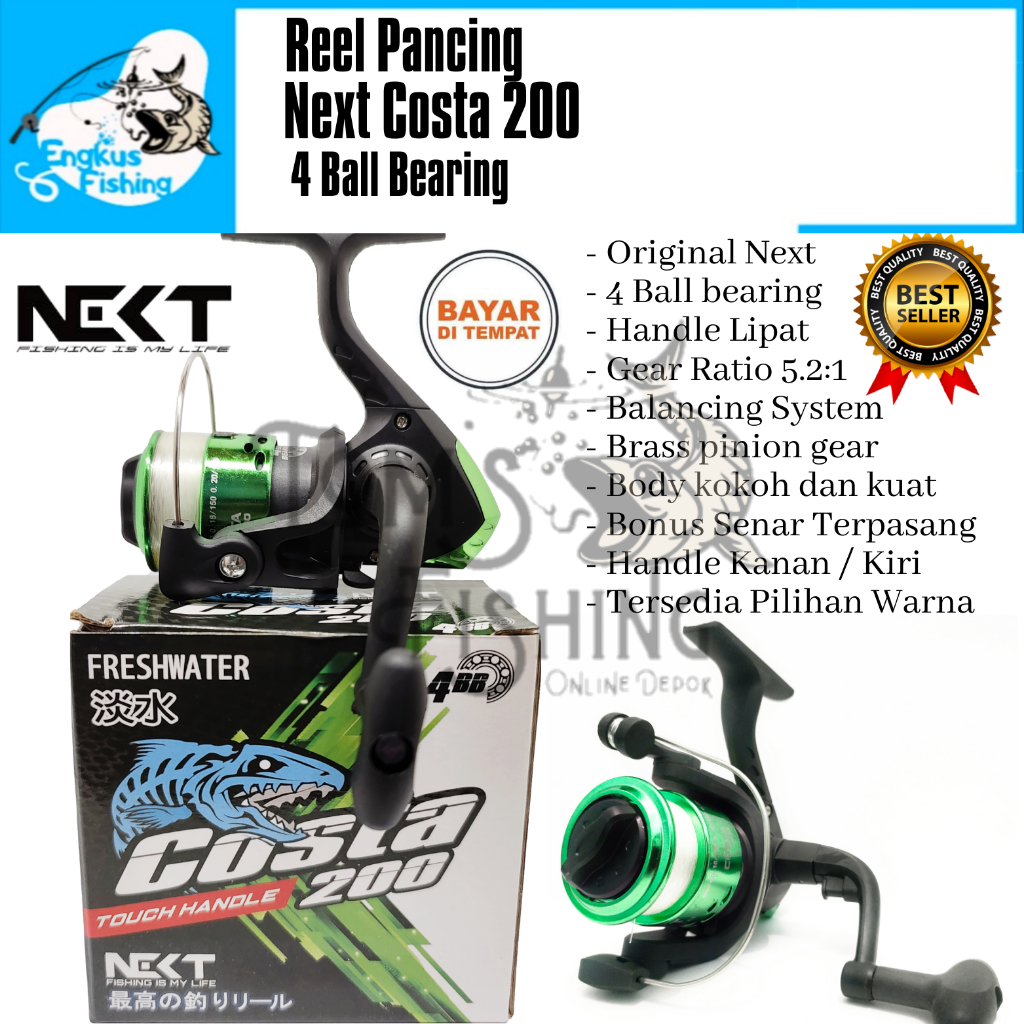 Reel Pancing Next Costa 200 Mini (4 Bearing) Bonus Senar Murah - Engkus Fishing