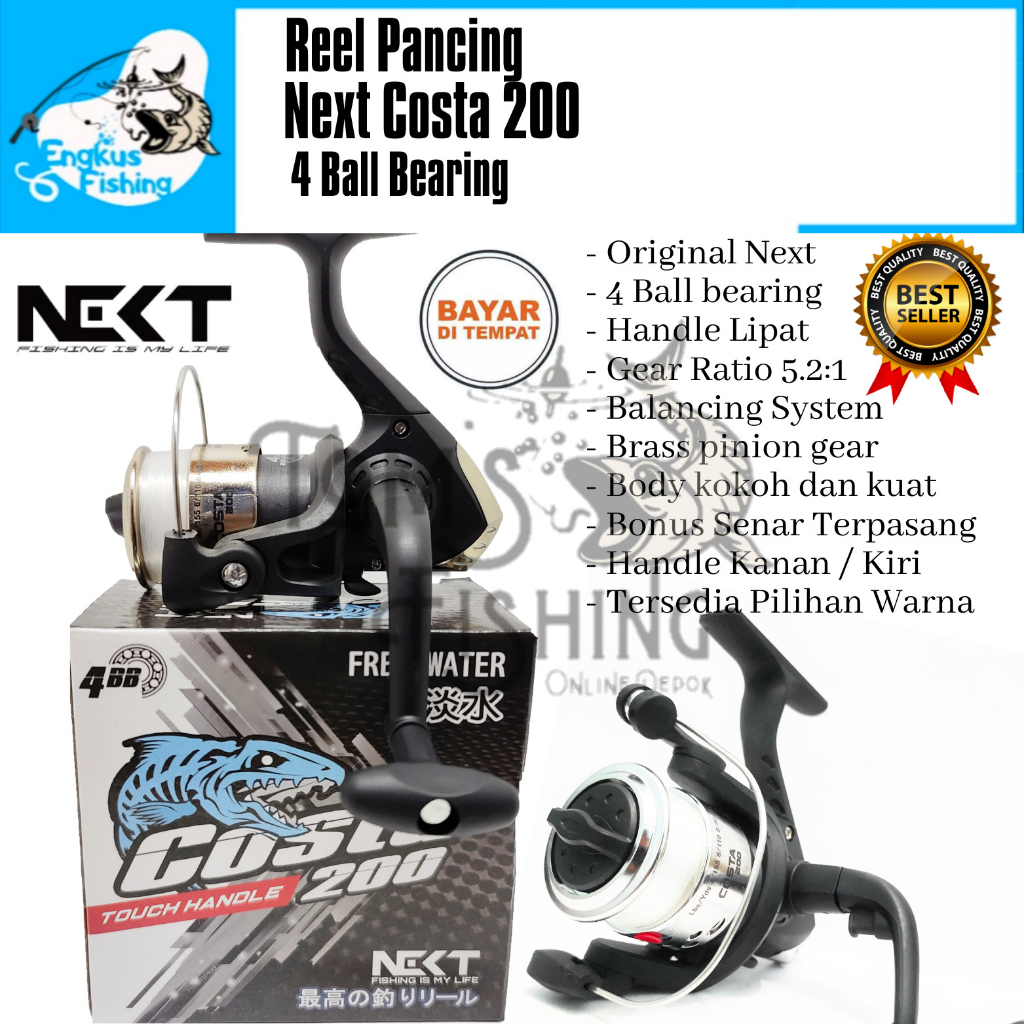 Reel Pancing Next Costa 200 Mini (4 Bearing) Bonus Senar Murah - Engkus Fishing