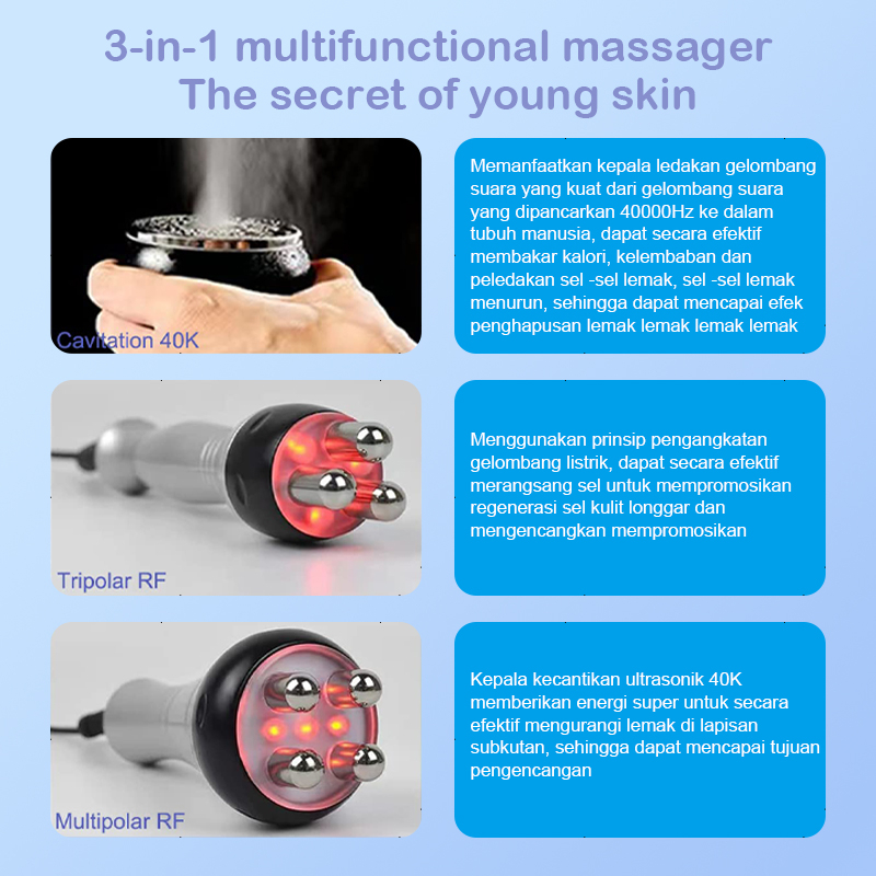 ⭐Garansi⭐ 3 in 1 RF 40K 80K Slimming Machine Radio Frequency Ultrasound 40k 80k Cavitation Wajah Badan Burn Fat Pelangsing Tubuh Hilangkan Kerut