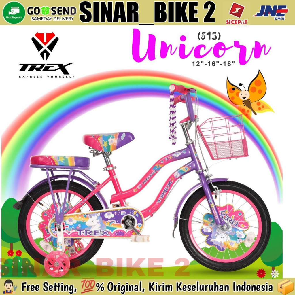 Sepeda Mini Trex 815 Anak Perempuan Ukuran 12 ,16 &amp; 18 Inch Keranjang