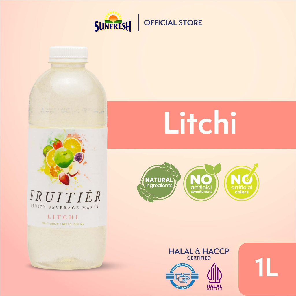 

Sunfresh Fruitier Litchi Syrup 1 Liter - Sirup Ekstrak Sari Buah Leci