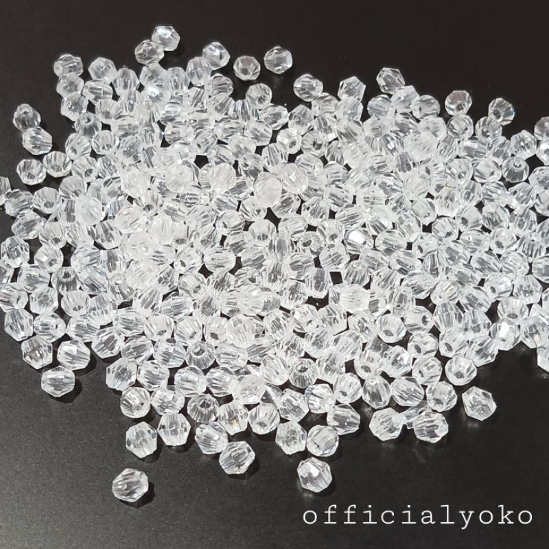 Manik Crystal Putih Bening 4mm (15gram)