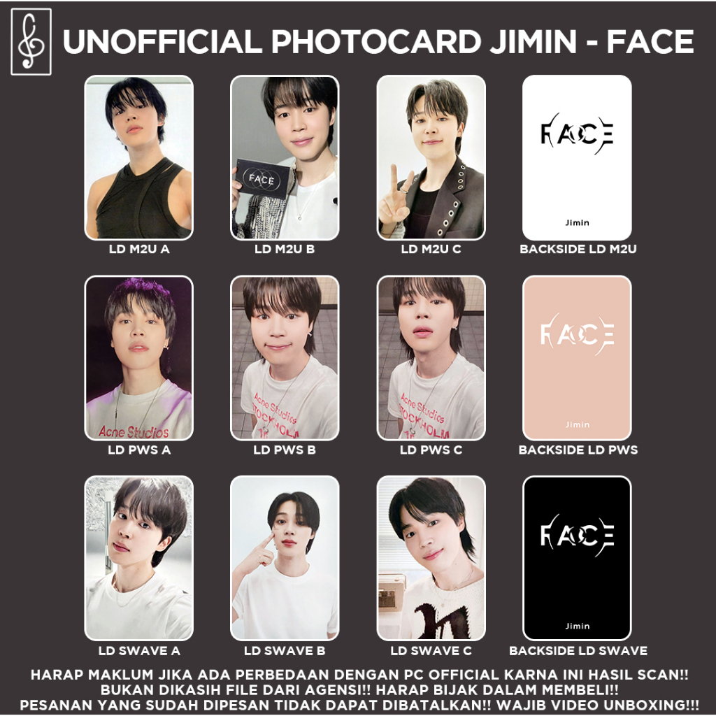 [REPLIKA BTS] FACE JIMIN PHOTOCARD UNOFFICIAL