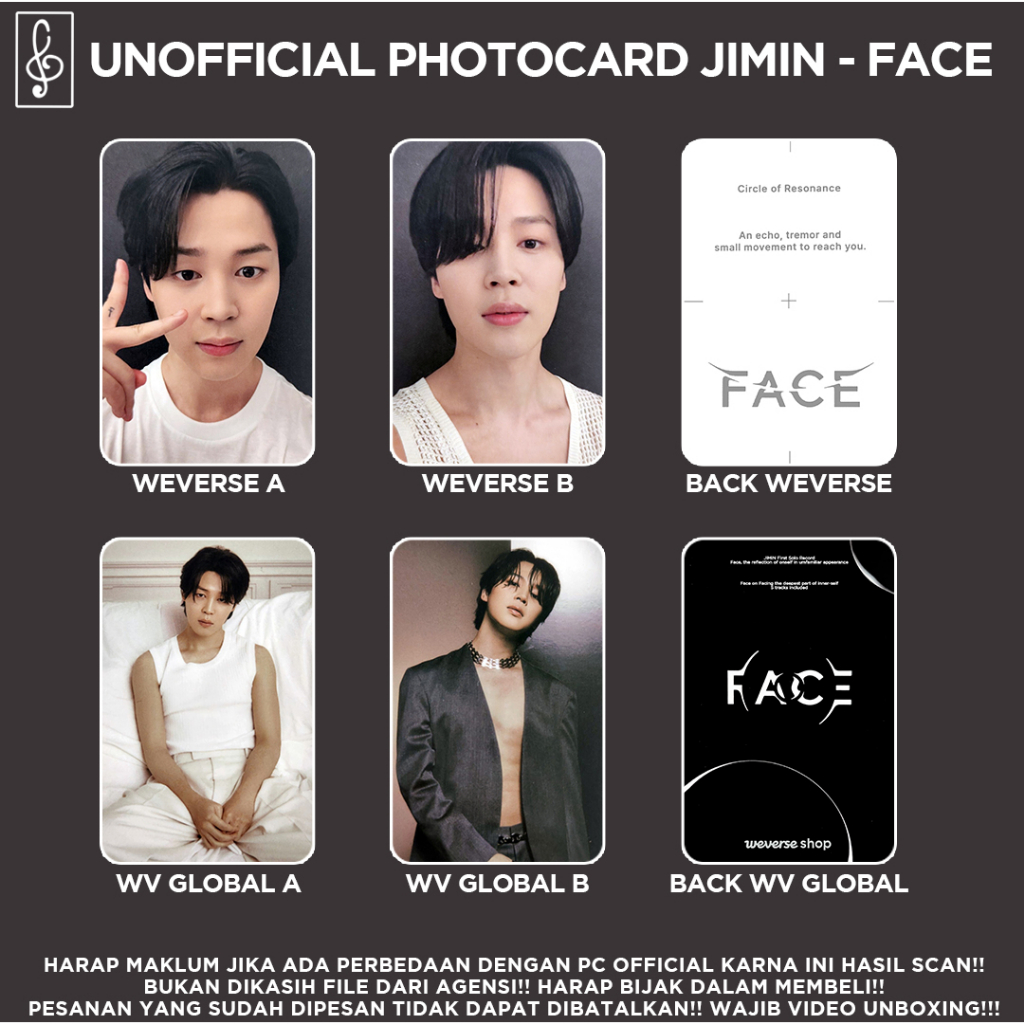 [REPLIKA BTS] FACE JIMIN PHOTOCARD UNOFFICIAL