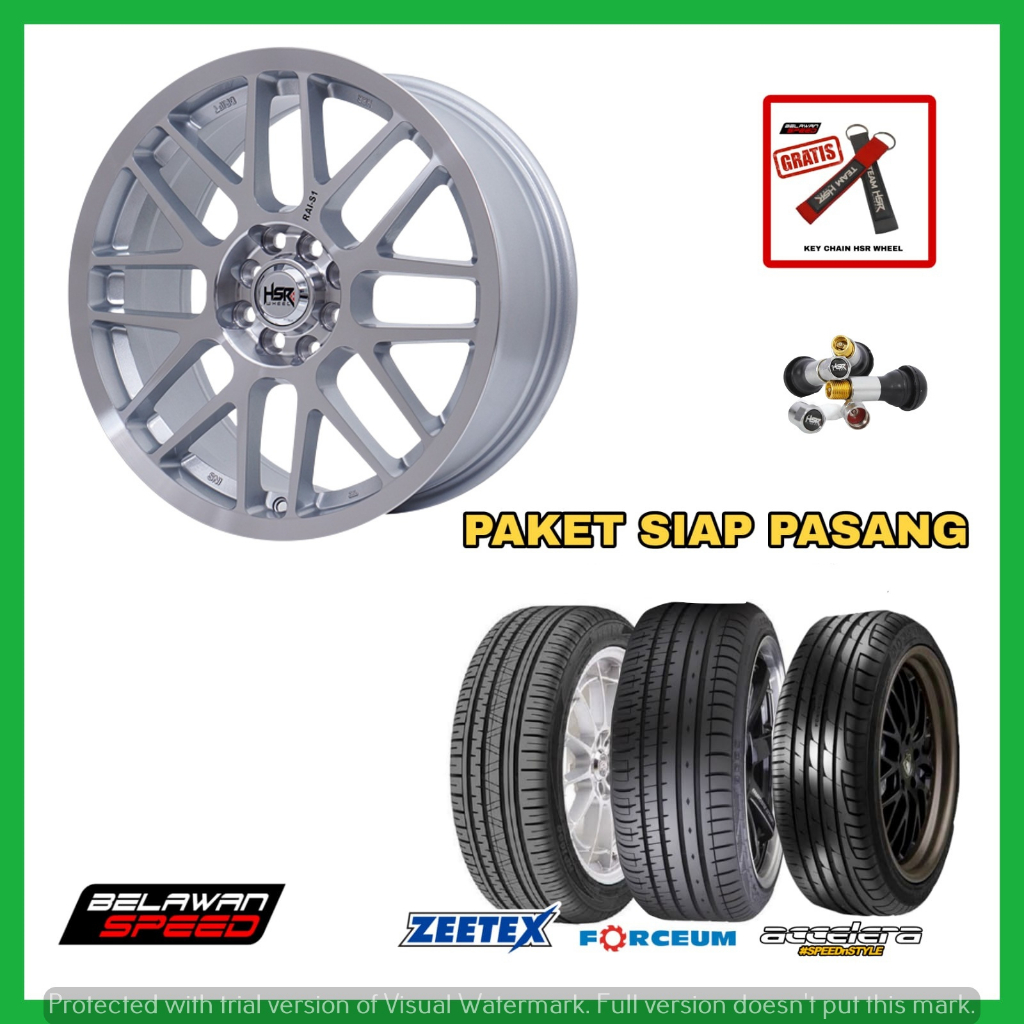 PAKETAN VELG PELEK MOBIL PLUS BAN RING 17 HSR RAI S1 PCD 4X100/114,3 UNTUK AVANZA LIVINA XENIA MOBIL
