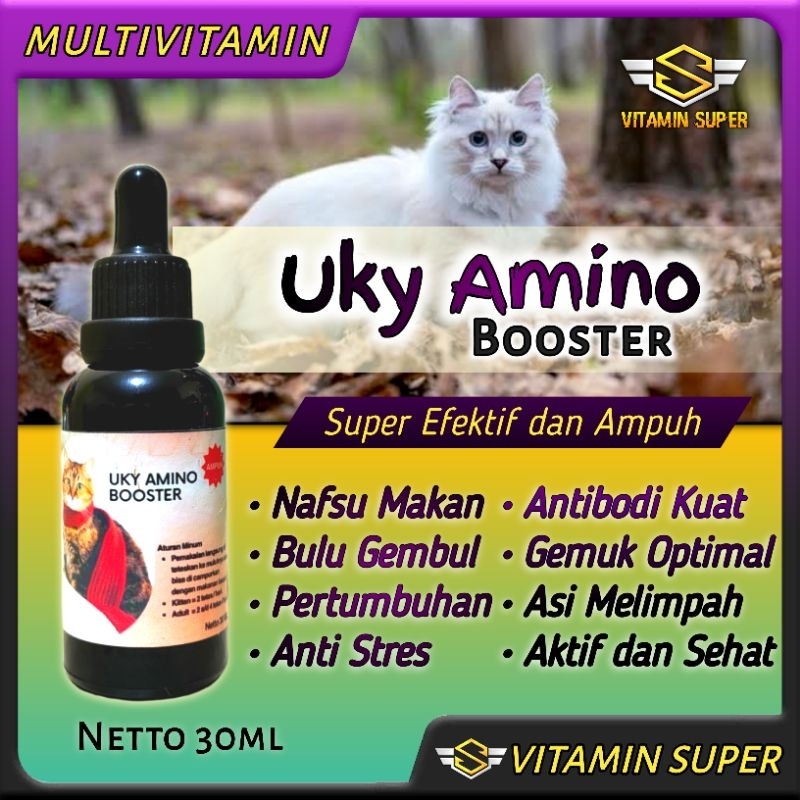 Vitamin Kucing Uky Amino Booster Vitamin Nafsu Makan, Bulu Gembul, Gemukin, Pertumbuhan Tulang, Asi Melimpah, Antibodi Kuat