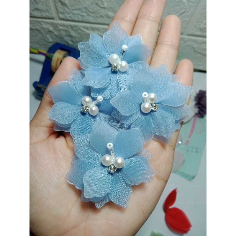 aplikasi bunga payet/bunga organza/kebaya/lusin 12 pcs