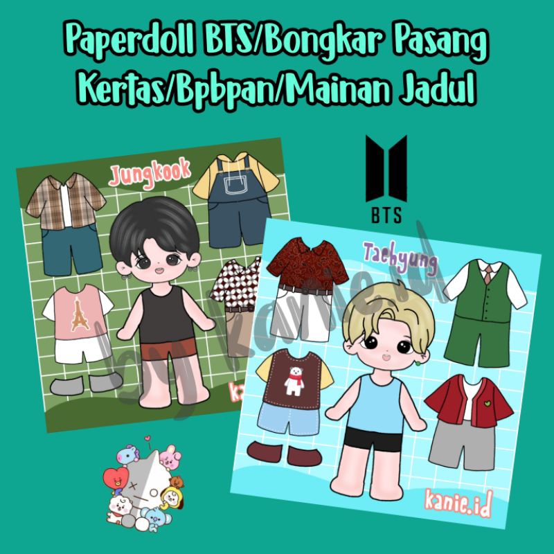 Mainan bongkar pasang kertas kekinian versi &quot;BTS&quot; /Paperdoll/Baju bajuan