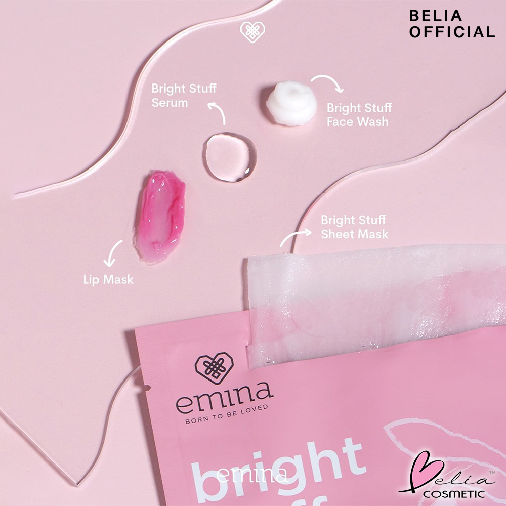 ❤ BELIA ❤ EMINA Bright Stuff Series | Acne Prone | Face Wash Scrub Whip Foam | Toner | Moisturizer | Tone Up | Serum Wajah | Sheet Mask | Loose Powder