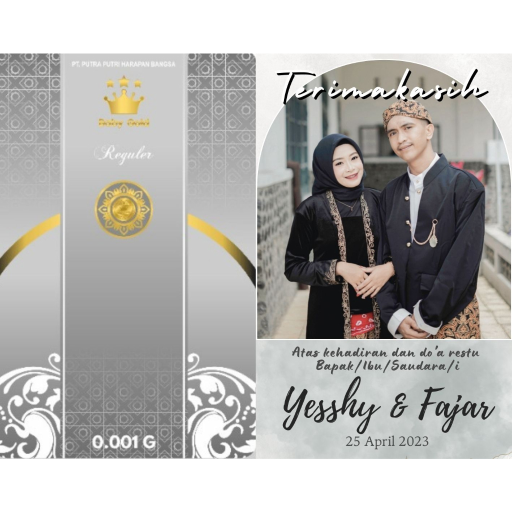 TAMBAHAN KEMASAN - Souvenir Pernikahan Ulang Tahun Wedding Birthday Hadiah Giveaway Penjualan Emas Asli 24 Karat