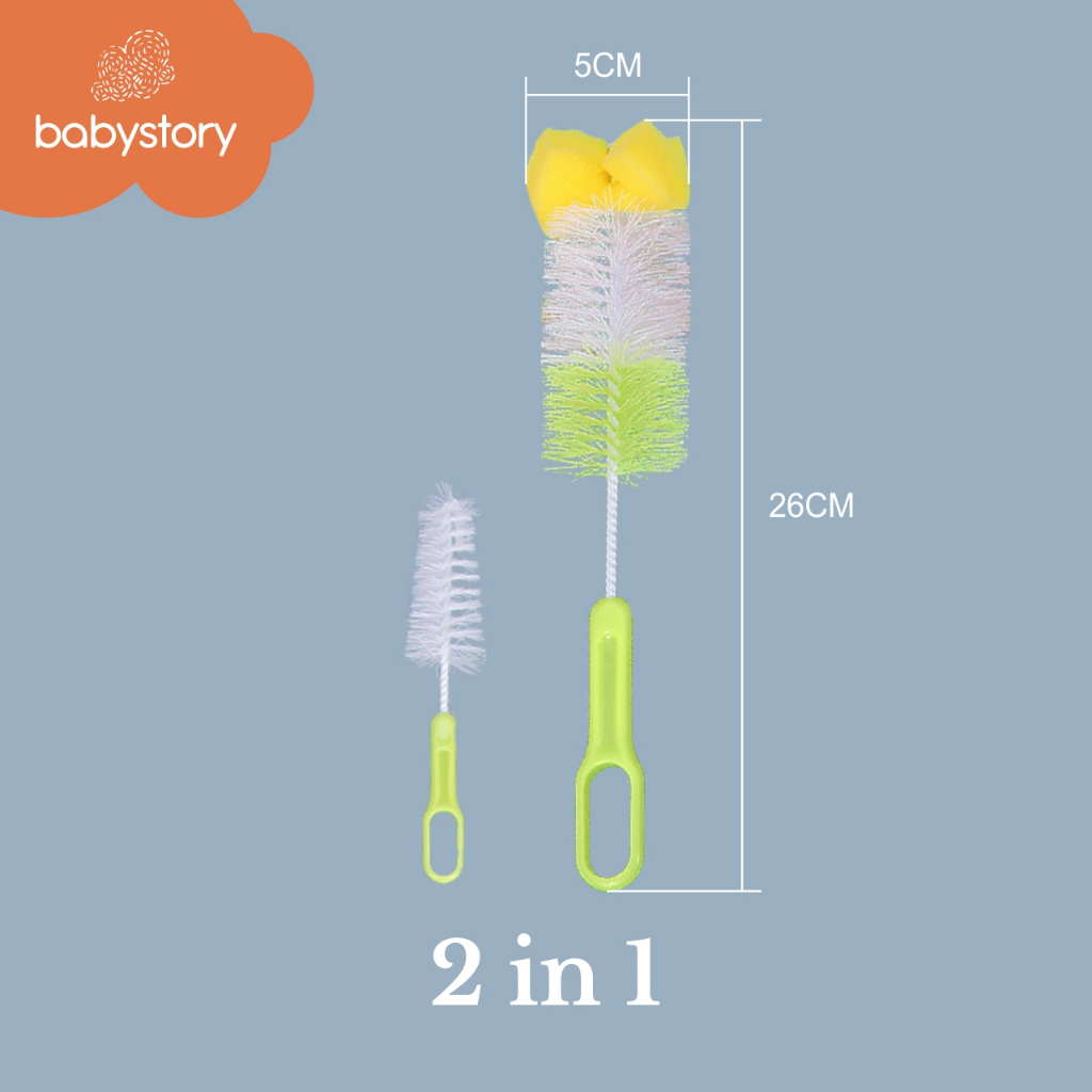 Sikat pembersih botol susu bayi 3 in 1 sikat pembersih botol asi Sponge Pembersih Dot Botol Bayi 1 Set 3 pcs Sikat Pembersih Botol Susu Bayi