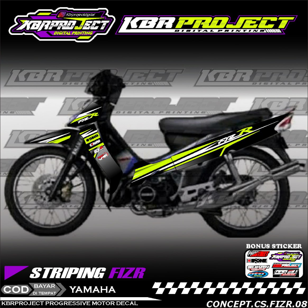 FIZ R STIKER STRIPING MOTOR KEREN LIS VARIASI MOTOR YAMAHA RACING 08 HOLOGRAM TRANSPARAN BISA COD